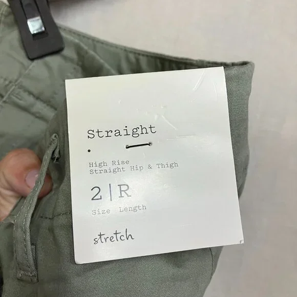 NWT A New Day Women's Olive Green Mid-Rise Straight Leg Stretch Chino Pants - Picture 6 of 16